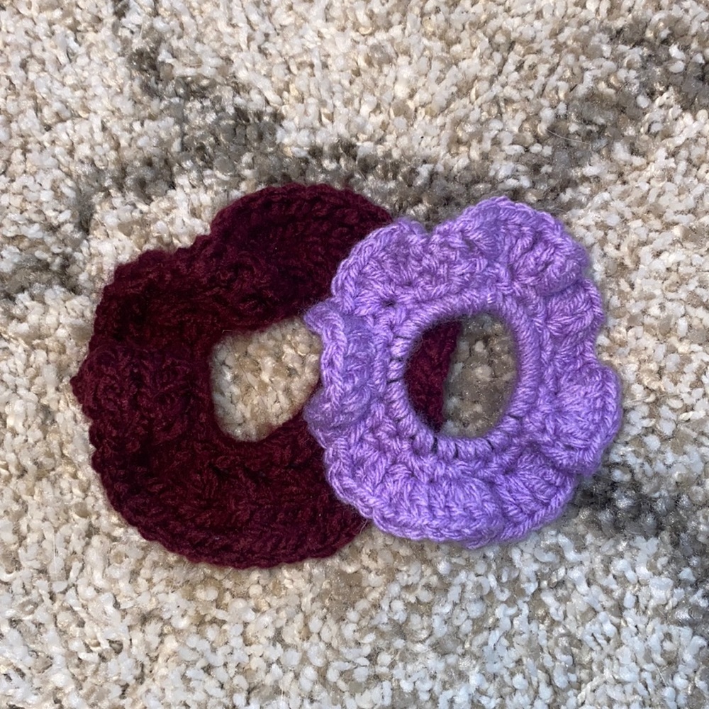 Hand crochet scrunchies